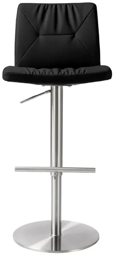 Paddy Black Performance Vegan Leather on Silver Adjustable Stool