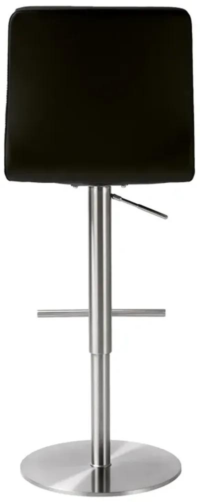 Paddy Black Performance Vegan Leather on Silver Adjustable Stool