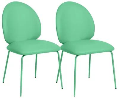 Lauren Green Performance Vegan Leather Kitchen Chairs - Set of 2