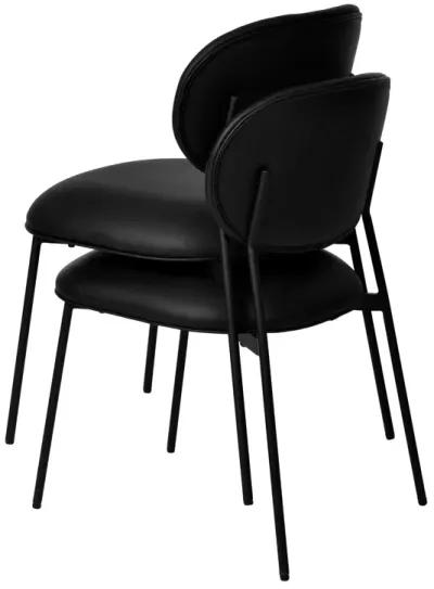 McKenzie Black Performance Vegan Leather Stackable Dining Chair - Set of 2