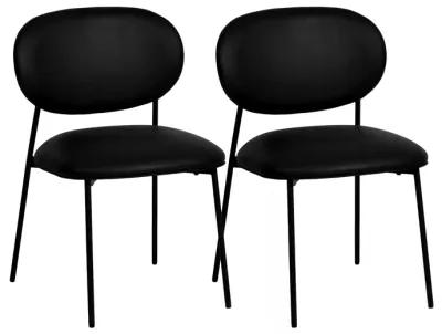 McKenzie Black Performance Vegan Leather Stackable Dining Chair - Set of 2