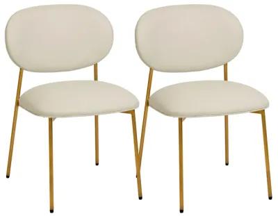 McKenzie Cream Performance Vegan Leather Stackable Dining Chair - Set of 2