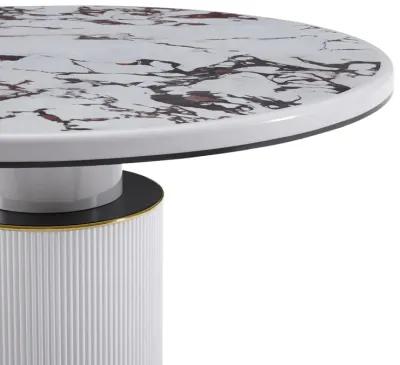 Vanessa White Marble Lacquer 53" Round Dining Table