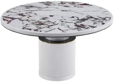 Vanessa White Marble Lacquer 53" Round Dining Table