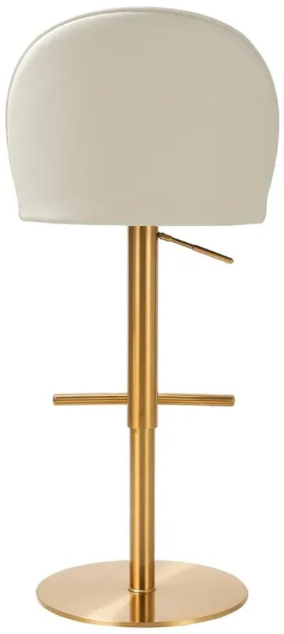 Venus Cream Performance Vegan Leather and Gold Adjustable Swivel Stool