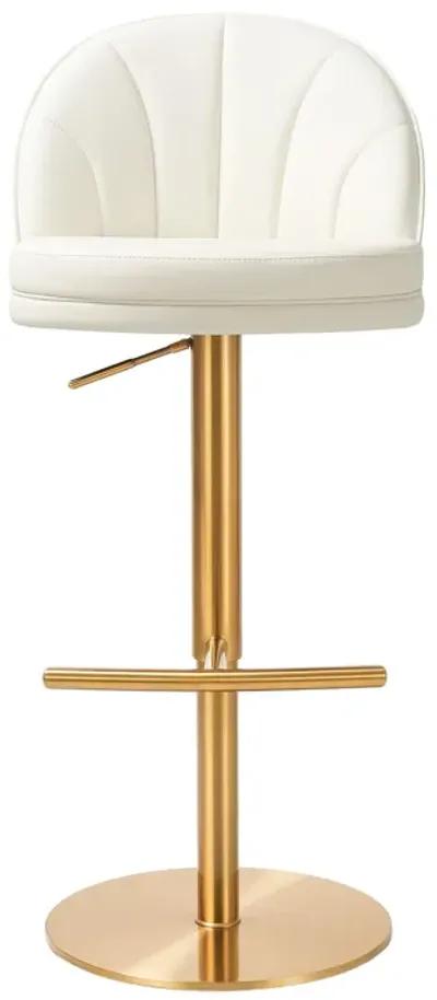 Venus Cream Performance Vegan Leather and Gold Adjustable Swivel Stool