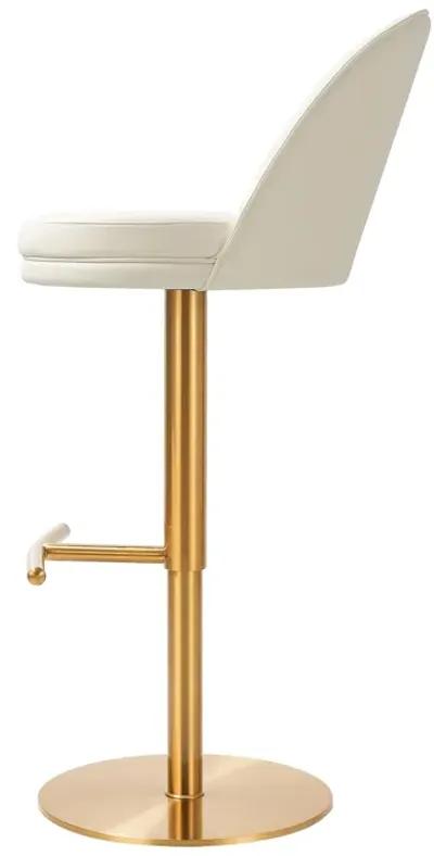 Venus Cream Performance Vegan Leather and Gold Adjustable Swivel Stool