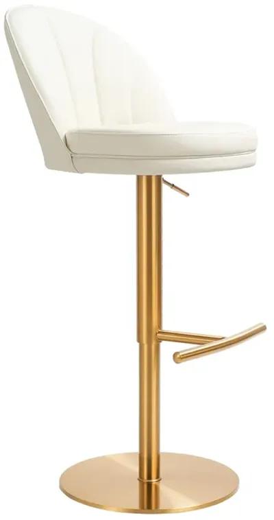 Venus Cream Performance Vegan Leather and Gold Adjustable Swivel Stool