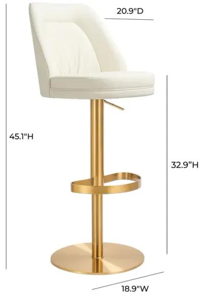 Maven Cream Performance Vegan Leather and Gold Adjustable Swivel Stool