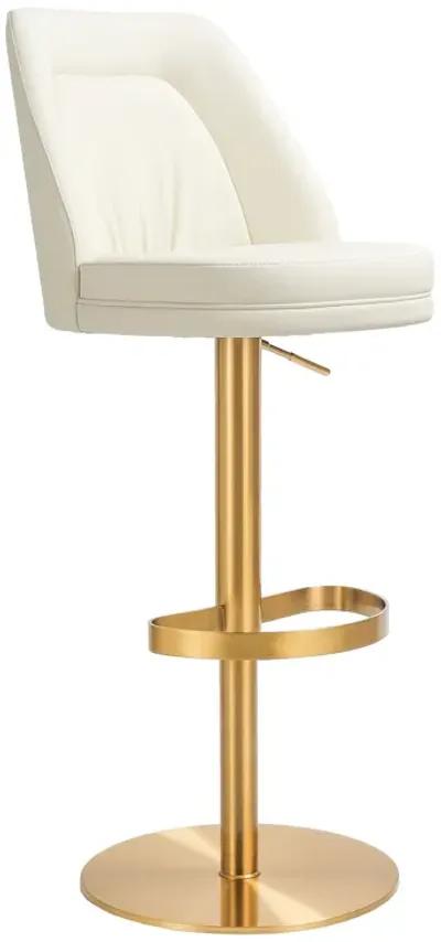 Maven Cream Performance Vegan Leather and Gold Adjustable Swivel Stool