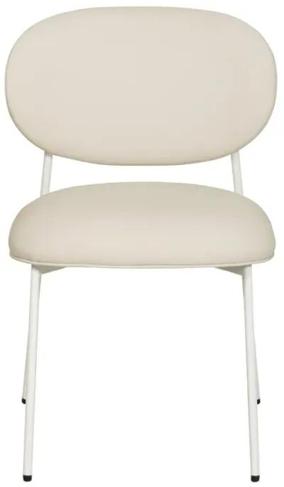 McKenzie Cream Performance Vegan Leather Stackable Dining Chair with Cream Legs - Set of 2