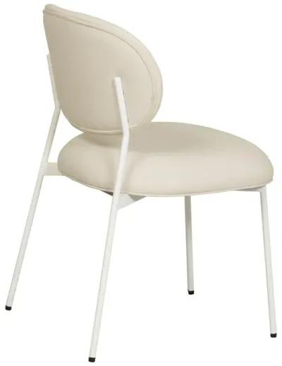 McKenzie Cream Performance Vegan Leather Stackable Dining Chair with Cream Legs - Set of 2