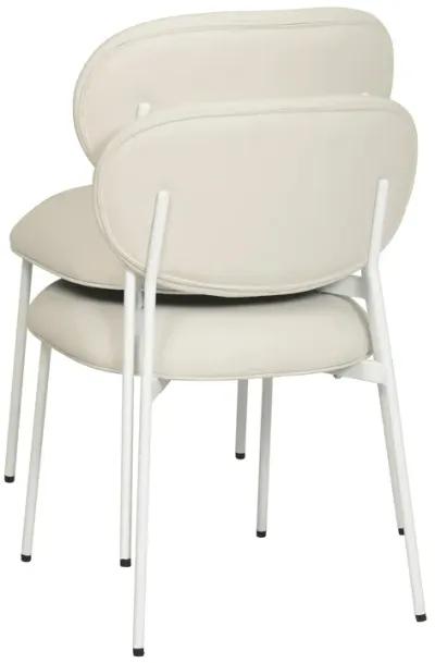 McKenzie Cream Performance Vegan Leather Stackable Dining Chair with Cream Legs - Set of 2