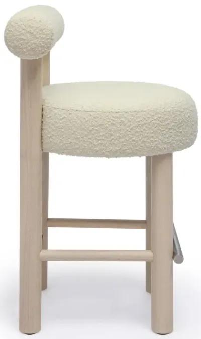 Carmel Cream Boucle and Solid Wood Counter Stool