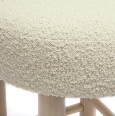 Carmel Cream Boucle and Solid Wood Counter Stool