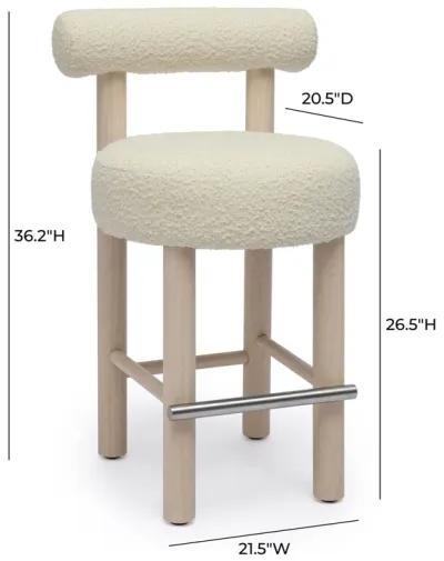 Carmel Cream Boucle and Solid Wood Counter Stool