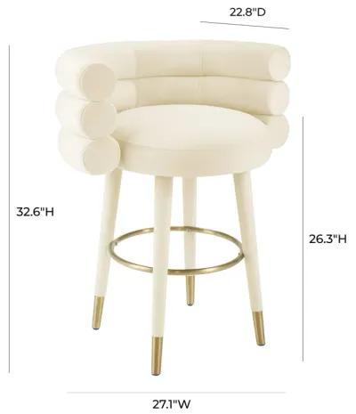 Betty Cream Velvet Counter Stool