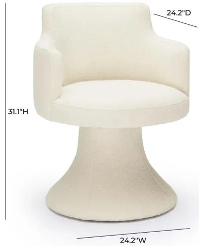 Jeffree Cream Performance Boucle Swivel Dining Chair