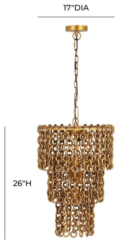 Nirsa Brass Chain Link 3-Tier Chandelier