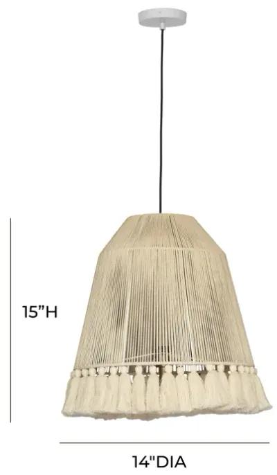 Helen White Cotton Tasseled Pendant Lamp