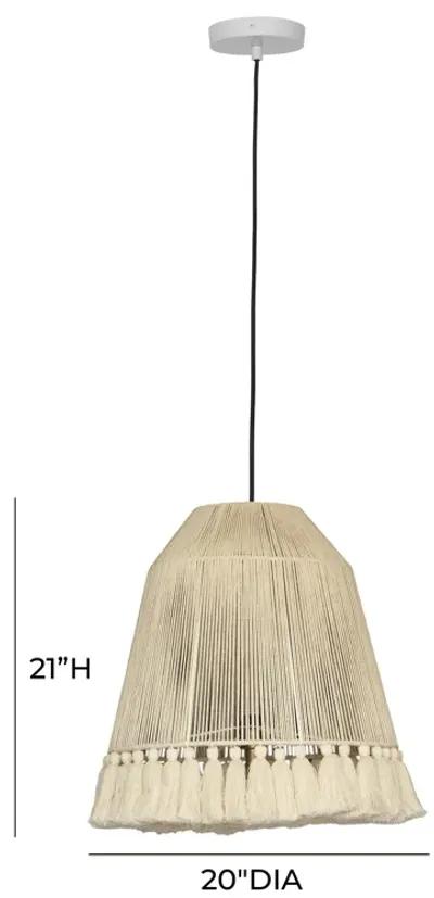 Helen Large White Cotton Tasseled Pendant Lamp