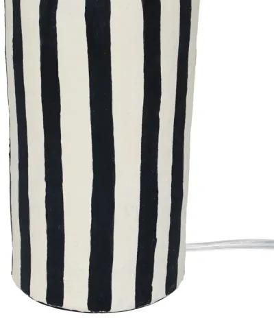 Maiori Black Striped Papier Mache Table Lamp