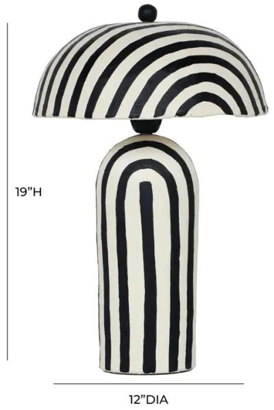 Maiori Black Striped Papier Mache Table Lamp