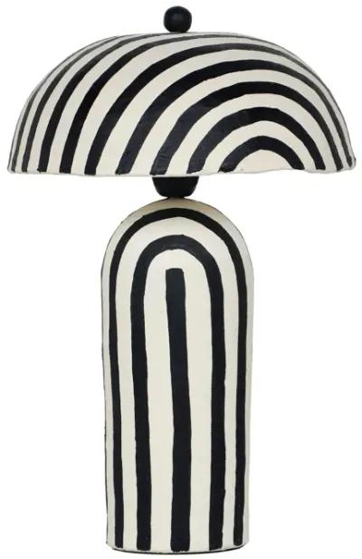 Maiori Black Striped Papier Mache Table Lamp