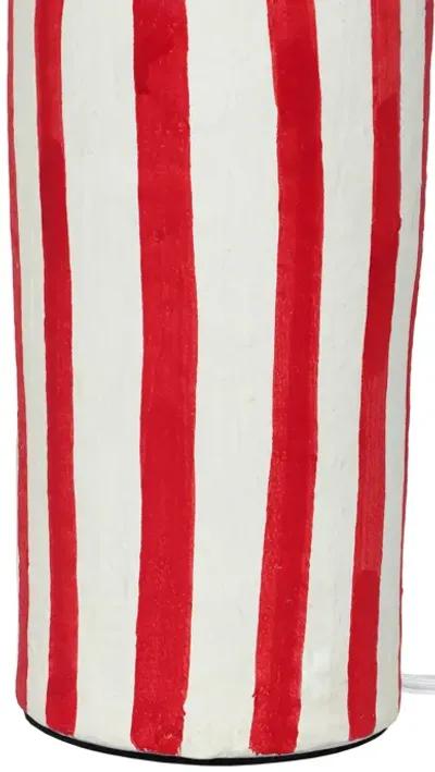 Maiori Red Striped Papier Mache Table Lamp