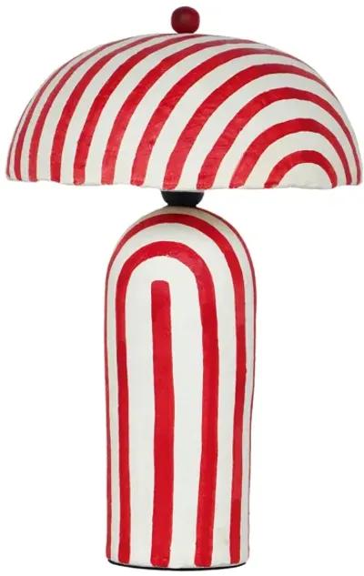 Maiori Red Striped Papier Mache Table Lamp