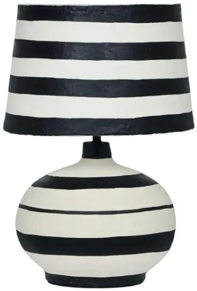 Positano Black Striped Papier Mache Table Lamp