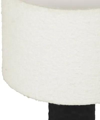 Grava Cream Boucle & Black Hand Carved Wood Table Lamp