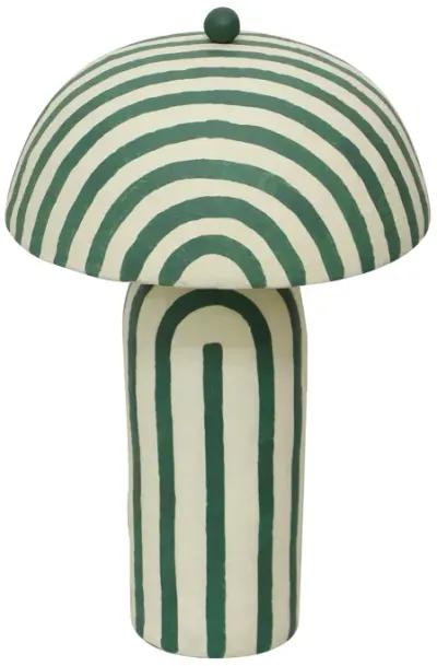 Maiori Dark Green Striped Papier Mache Table Lamp