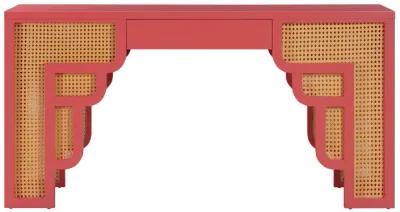 Suzie Coral Pink & Rattan Executive Desk