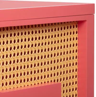 Suzie Coral Pink & Rattan Executive Desk