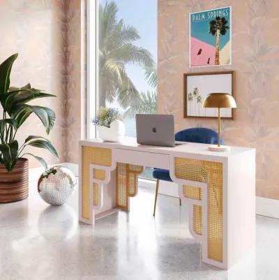 Suzie Cream & Rattan Executive Desk