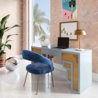 Suzie Pastel Blue & Rattan Executive Desk