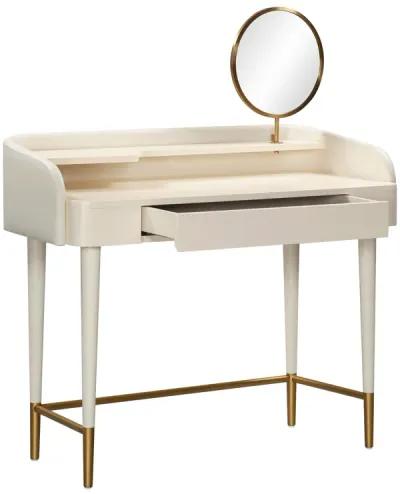 Penelope Cream Vegan Leather Wrapped Vanity Desk