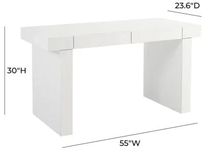 Clara Glossy White Lacquer Desk