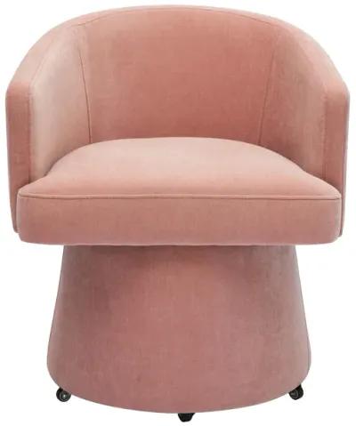 Kristen Pink Upcycled Chenille Rolling Desk Chair