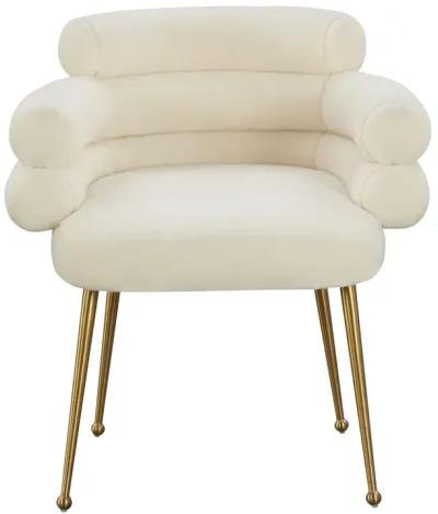 Dente Cream Faux Sheepskin Dining Chair