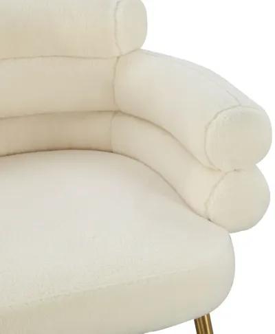 Dente Cream Faux Sheepskin Dining Chair