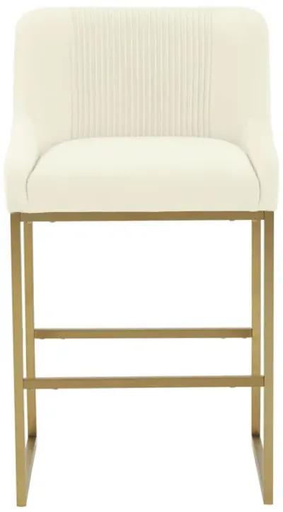 Lisa Cream Pleated Velvet Counter Stool