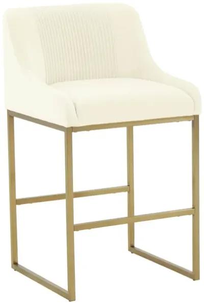 Lisa Cream Pleated Velvet Counter Stool