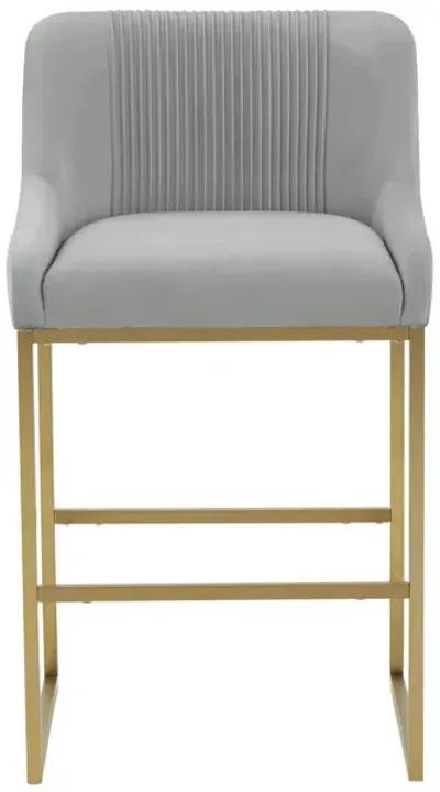 Lisa Grey Pleated Velvet Counter Stool