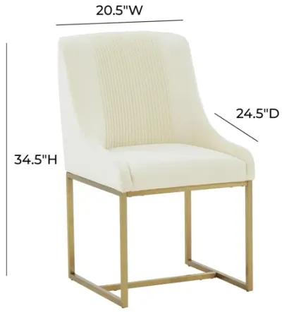 Lisa Cream Pleated Velvet Dining Chair