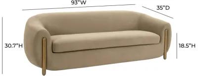 Lina Cafe Au Lait Brown Velvet Sofa