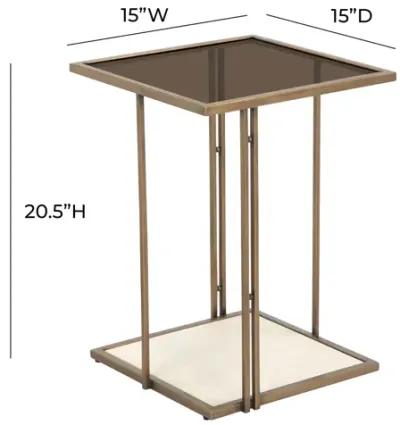 Emma Cream Ash & Glass Side Table