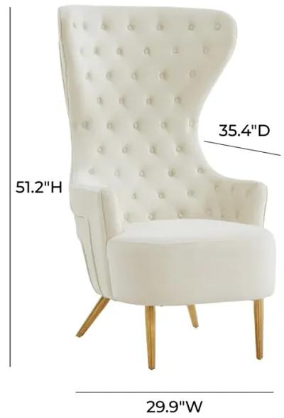 Jezebel Cream Velvet Wingback Chair