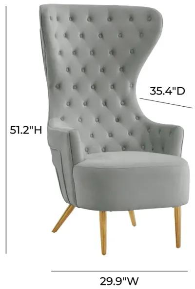 Jezebel Grey Velvet Wingback Chair